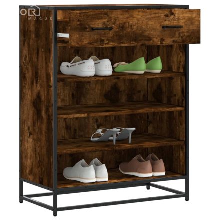 vidaXL füstös tölgy színű szerelt fa és fém cipőszekrény 75x38x97,5 cm