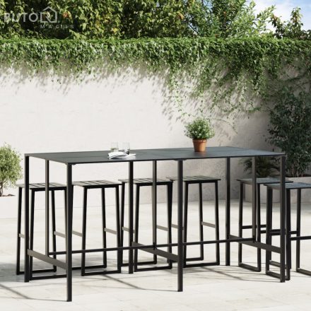 vidaXL fekete porszórt acél bárasztal 200 x 100 x 110 cm