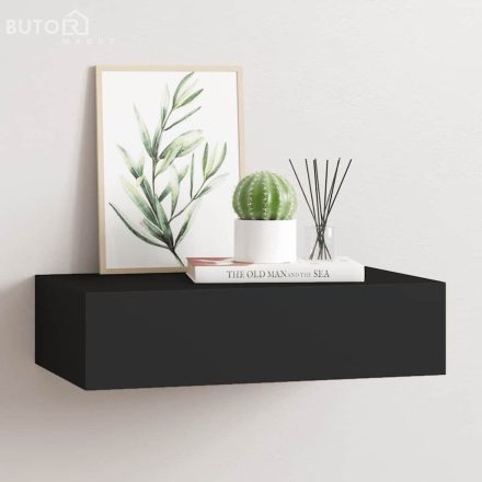 vidaXL fekete falra szerelhető fiókos polc 40 x 23,5 x 10 cm
