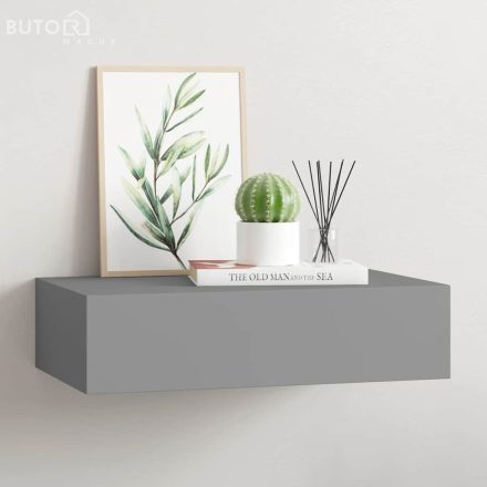 vidaXL szürke falra szerelhető fiókos polc 40 x 23,5 x 10 cm
