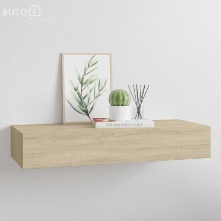 vidaXL tölgyszínű MDF falra szerelhető fiókos polc 60 x 23,5 x 10 cm