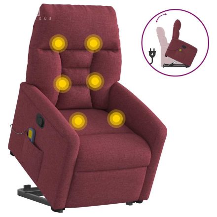 vidaXL bordó szövet dönthető masszázs- és állófotel