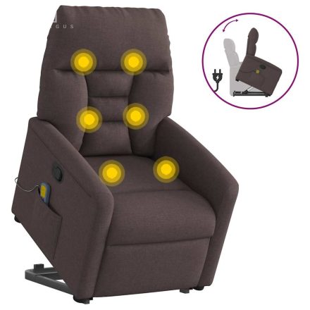 vidaXL sötétbarna szövet dönthető masszázs- és állófotel