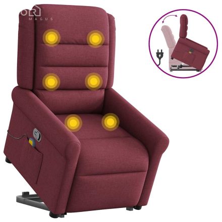vidaXL bordó szövet dönthető masszázs- és állófotel
