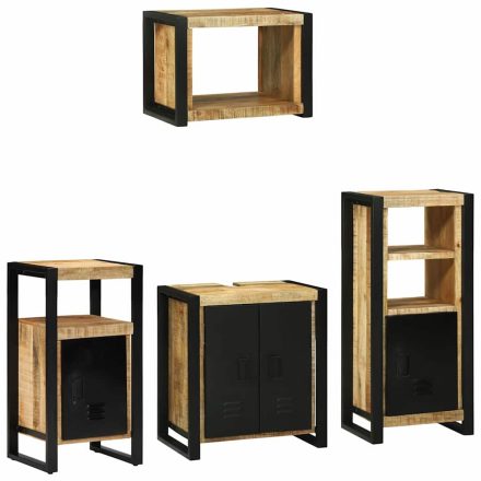 vidaXL Fürdőszoba bútor szett polcokkal 4 pcs Barna Tömör Mangófát