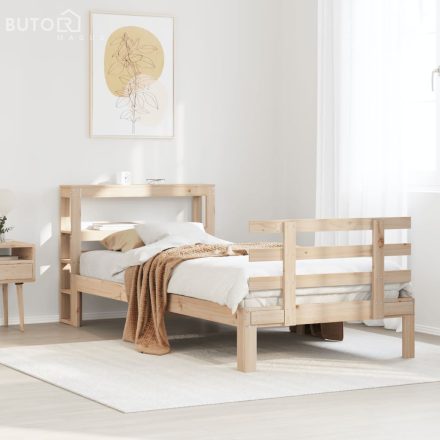 vidaXL tömör fenyőfa ágykeret fejtámlával 75 x 190 cm