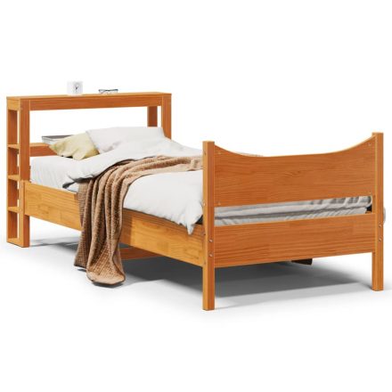 vidaXL viaszbarna tömör fenyőfa ágykeret fejtámlával 75 x 190 cm