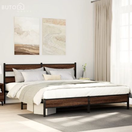 vidaXL barna tölgy színű fém ágykeret matrac nélkül 180 x 200 cm