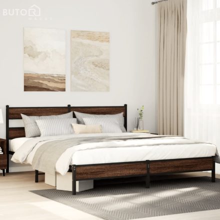 vidaXL barna tölgy színű fém ágykeret matrac nélkül 183 x 213 cm