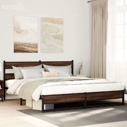 vidaXL barna tölgy színű fém ágykeret matrac nélkül 193 x 203 cm