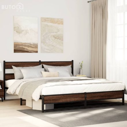 vidaXL barna tölgy színű fém ágykeret matrac nélkül 200 x 200 cm