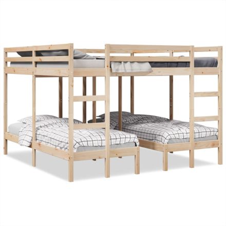 vidaXL tömör fenyőfa tripla emeletes ágykeret 200x200/80x200 cm