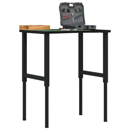 vidaXL sötétbarna tömör tölgyfa munkapad 80 x 60 x (71,5-98) cm