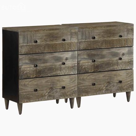 vidaXL 2 db világosszürke tömör mangófa tálalószekrény 60x33,5x75 cm