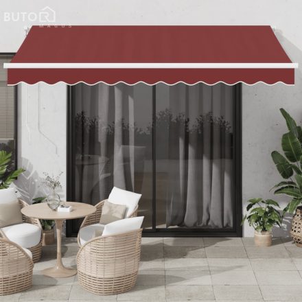 vidaXL burgundi vörös automata behúzható napellenző 350 x 250 cm