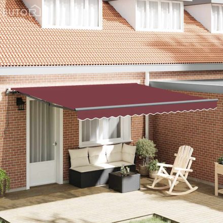 vidaXL burgundi vörös kézzel kihúzható napellenző 400 x 300 cm