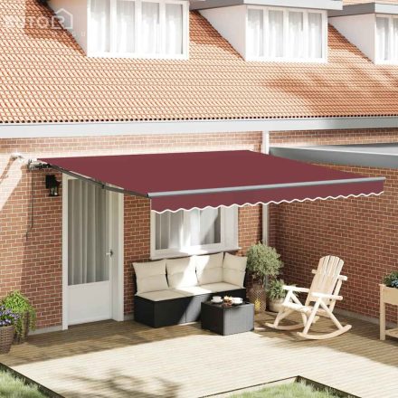 vidaXL burgundi vörös automata kihúzható LED-es napellenző 400x300 cm