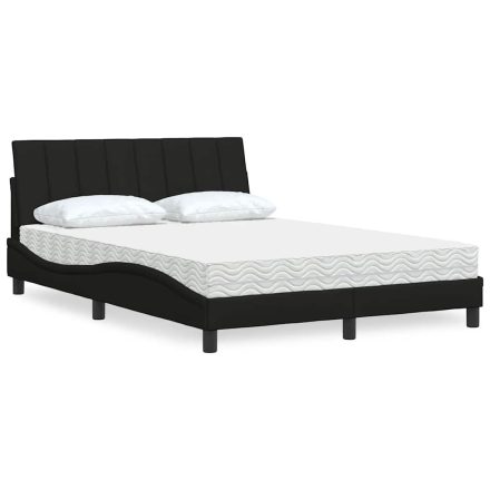 vidaXL fekete szövet ágy matraccal 120x200 cm
