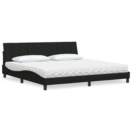 vidaXL fekete szövet ágy matraccal 200x200 cm