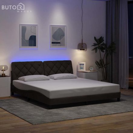vidaXL sötétbarna szövet ágykeret LED-es matrac nélkül 180 x 200 cm