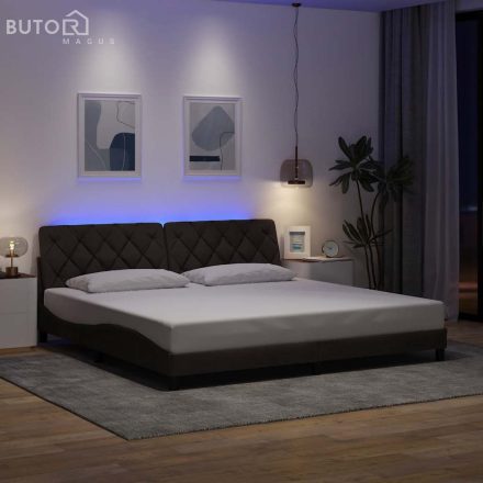 vidaXL sötétbarna szövet ágykeret LED-ekkel matrac nélkül 200 x 200 cm