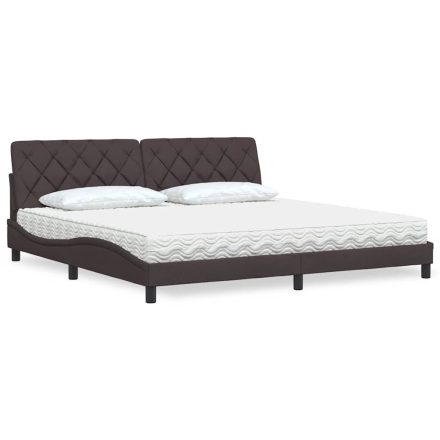 vidaXL sötétbarna szövet ágy matraccal 200x200 cm