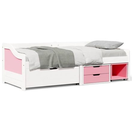 vidaXL Napozóágy 3 fiókkal matrac nélkül IRUN Fehér&Rózsaszín 90x200cm