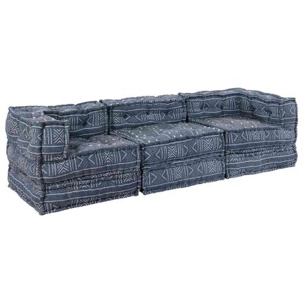vidaXL 3 Személyes Moduláris Puff Sofa Átalakítható Indigo Szövet