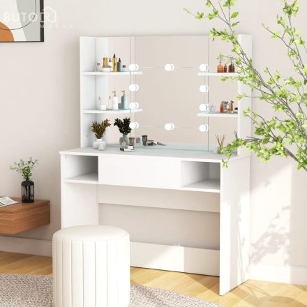 vidaXL fehér LED-es MDF sminkasztal 100 x 40 x 135 cm