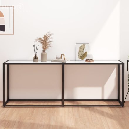 vidaXL fehér márványszínű edzett üveg tálalóasztal 200 x 35 x 75,5 cm