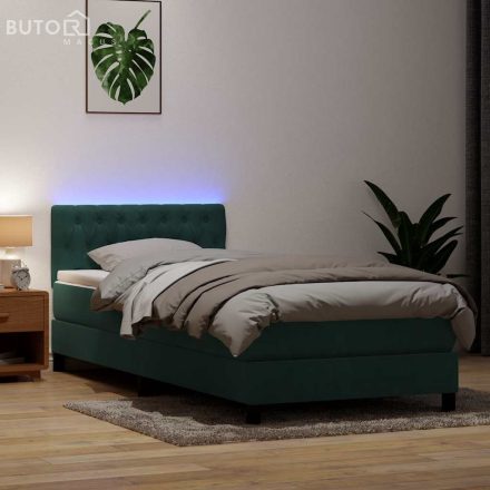 vidaXL sötétzöld bársony rugós ágy matraccal 80x220 cm