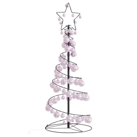 vidaXL meleg fehér LED karácsonyfa gömbökkel 80 LED 120 cm