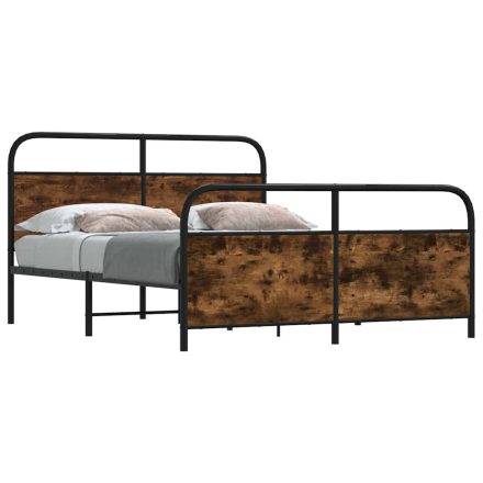 vidaXL füstös tölgy színű fém ágykeret matrac nélkül 160 x 200 cm