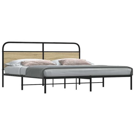 vidaXL sonoma tölgy színű fém ágykeret matrac nélkül 183 x 213 cm