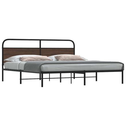 vidaXL barna tölgy színű fém ágykeret matrac nélkül 200 x 200 cm