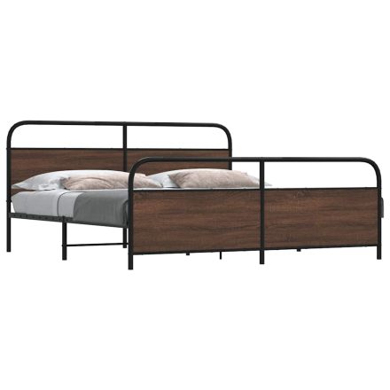 vidaXL barna tölgy színű fém ágykeret matrac nélkül 180 x 200 cm