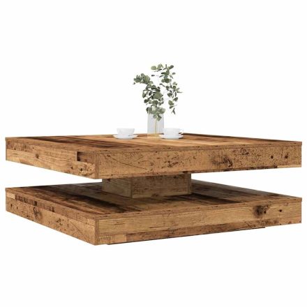vidaXL antik fa dohányzóasztal 360 fokban forgatható 90x90x34,5 cm