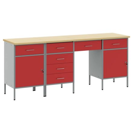 vidaXL Munkaszekrény 4 pcs Piros 200 x 55 x 85 cm Mérnöki fa és Acél