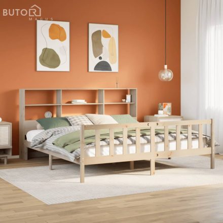 vidaXL tömör fenyőfa könyvespolcos ágy matrac nélkül 180 x 200 cm