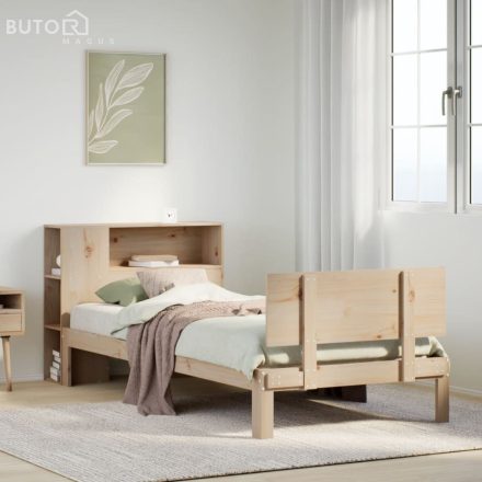 vidaXL tömör fenyőfa könyvespolcos ágy matrac nélkül 75 x 190 cm