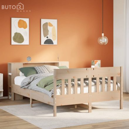 vidaXL tömör fenyőfa könyvespolcos ágy matrac nélkül 120 x 190 cm