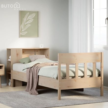 vidaXL tömör fenyőfa könyvespolcos ágy matrac nélkül 75 x 190 cm