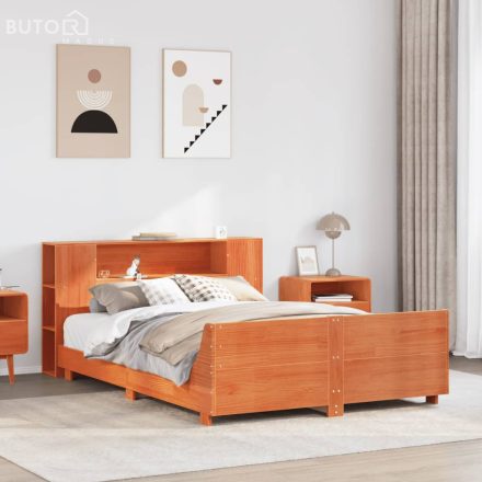 vidaXL viaszbarna tömör fenyőfa ágy matrac nélkül 160 x 200 cm