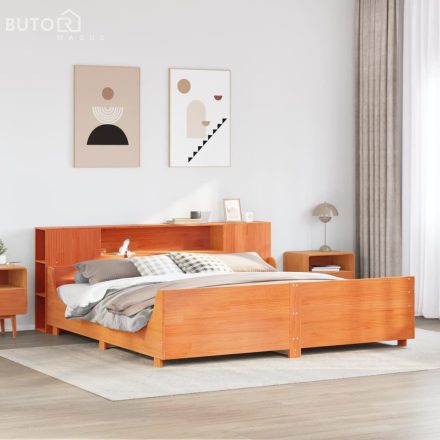 vidaXL viaszbarna tömör fenyőfa ágy matrac nélkül 200 x 200 cm