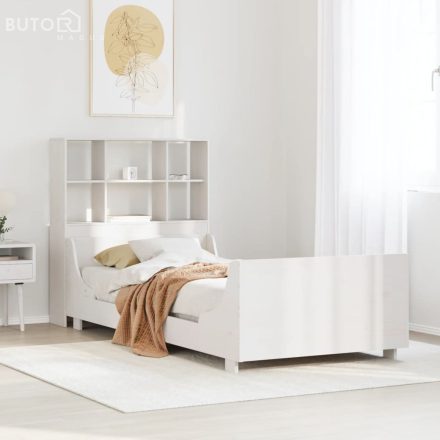 vidaXL fehér tömör fa könyvespolcos ágy matrac nélkül 90 x 190 cm