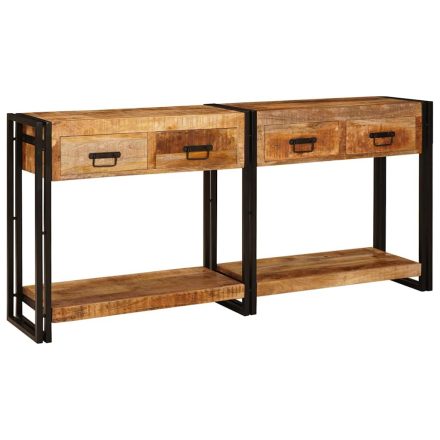 vidaXL Konzolasztalok 2 pcs Barna 160 x 33 x 75 cm Tömör akácfa