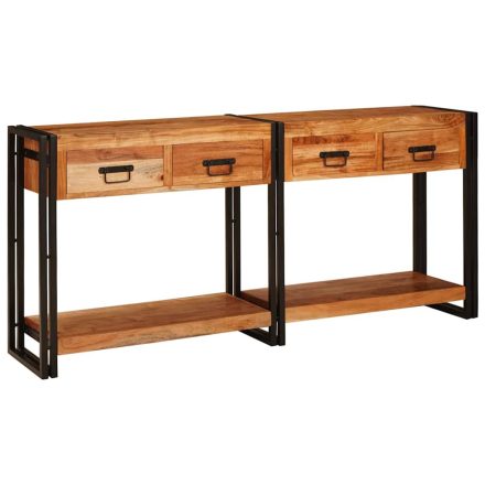 vidaXL 2. konzol asztal 2 pcs Barna 160 x 33 x 75 cm Tömör akácfa