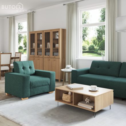 vidaXL 3-Darabos Sofa Szett Párnákkal - Sötét Zöld Szövet