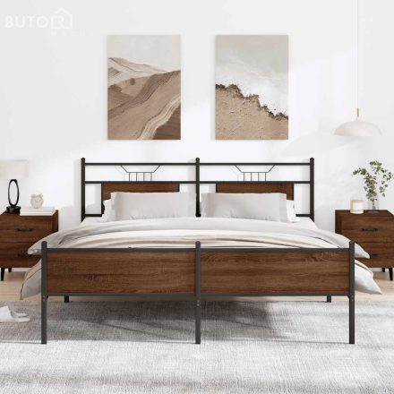 vidaXL barna tölgy színű fém ágykeret matrac nélkül 160 x 200 cm