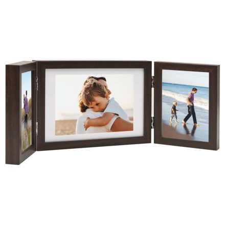 vidaXL sötétbarna háromszárnyas fényképkeret 28x18 cm + 2x(13x18 cm)